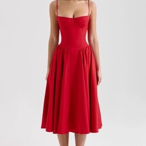 NWOT HOUSE OF CB SAMARIA RED CORSET DRESS SIZE XS PLUS CUP